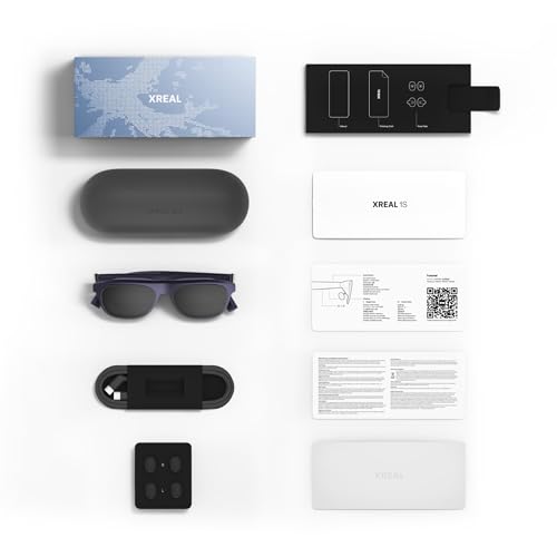 XREAL 1S AR Lunettes de Réalité Augmentée, XR Lunettes avec Écran Virtuel 500", 52° FOV, 3DoF Natif, Real 3D, X1 Puce, Compatibilité USB‑C DisplayPort Appareils, iPhone 17/16/15, Switch 2, XREAL Neo