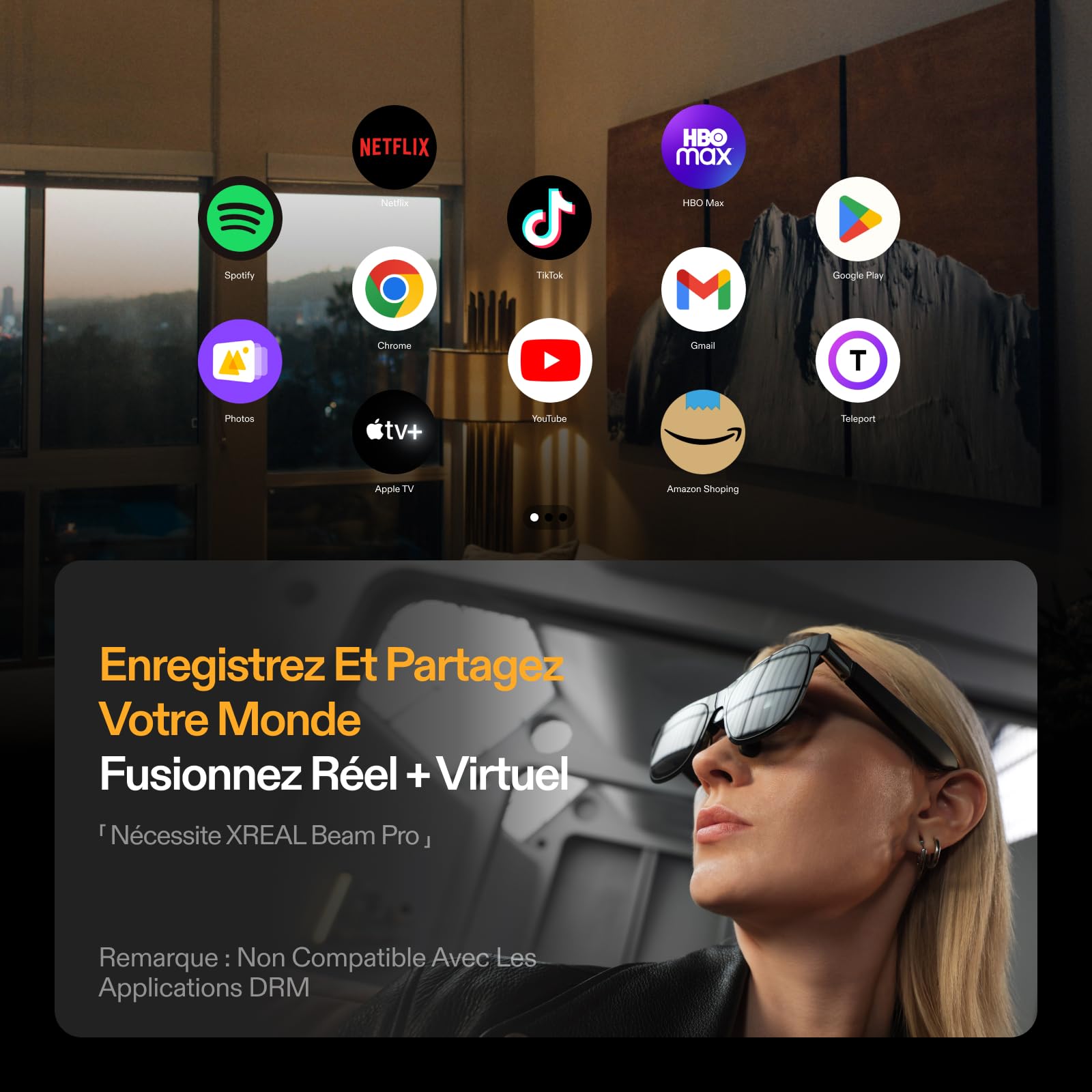 XREAL Eye, Mini Caméra Vidéo Couplage avec les Lunettes AR XREAL One Series, Caméra RGB 12MP, Caméra Intelligente pour Lunettes Vidéo Native 6DoF Spatial Anchor, Prise de Photos et de Vidéos Instanta