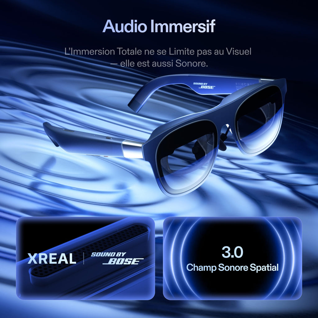 XREAL 1S AR Lunettes de Réalité Augmentée, XR Lunettes avec Écran Virtuel 500", 52° FOV, 3DoF Natif, Real 3D, X1 Puce, Compatibilité USB‑C DisplayPort Appareils, iPhone 17/16/15, Switch 2, XREAL Neo